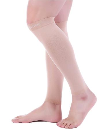 Doc Miller Calf Compression Sleeve - 15-20mmHg Shin Splint Recovery for Men and Women - Varicose Veins Relief - 1 Pair (X-Large, Skin/Nude) - Buy Online on GoSupps.com