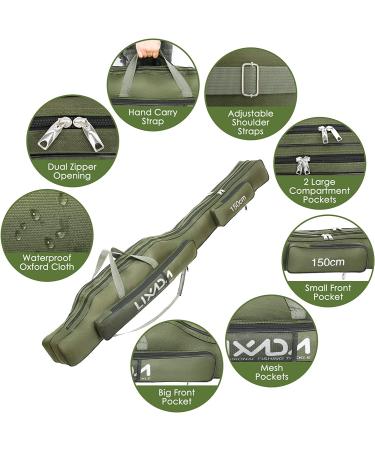 Lixada Portable Folding Fishing Rod Case 100cm Army Green - Fishing Pole Reel Storage Bag - Buy Online on GoSupps.com