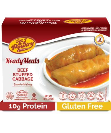 Kosher MRE Meat Meals Ready to Eat, Gluten Free Beef Stuffed Cabbage Rolls (1 Pack) Prepared Entree Fully Cooked, Shelf Stable Microwave Dinner  Travel, Military, Camping, Emergency Survival Food