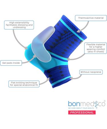 Bonmedico Professional Elbow Bandage Kusano - Unisex L Blue Support for Joints & Muscles - Ideal Wellness Gift for Men & Women - 1 Piece - Buy Online on GoSupps.com