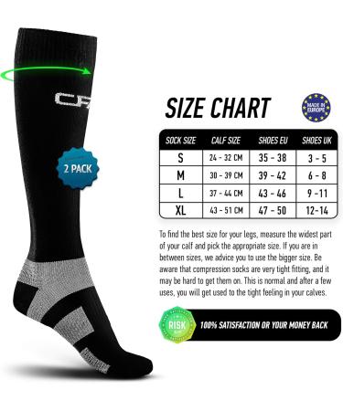 Shop CFA V1 Compression Socks for Men & Women | Ideal for Running Gym & Recovery - Sustainable Danish Design | 2 Pairs - Black/Gray - Buy Online on GoSupps.com