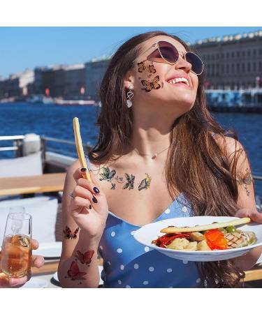 Casciybo Butterfly Temporary Tattoos - 30 Sheets Colorful Flower 3D Butterflies Wings Tattoo Stickers for Women, Kids, Girls - Waterproof Body Art for Birthday Party Supplies - Buy Online on GoSupps.com