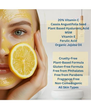 GAIA GLOW 20% Vitamin C Facial Serum - Illuminating Ferulic & Hyaluronic Acids Plant-Based Made in USA - Shop Internationally - Buy Online on GoSupps.com