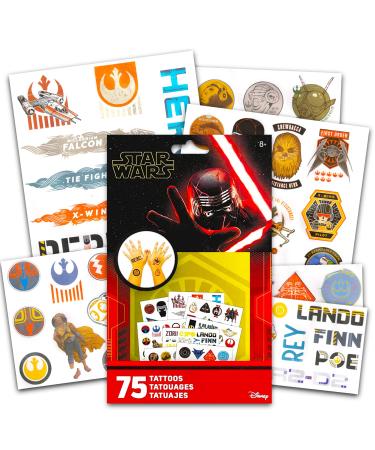 Star Wars Tattoos - 75 Assorted Temporary Tattoos   Kylo Ren  Rey  Captain Phasma  Stormtroopers  BB-8  and More! by Disney Studios