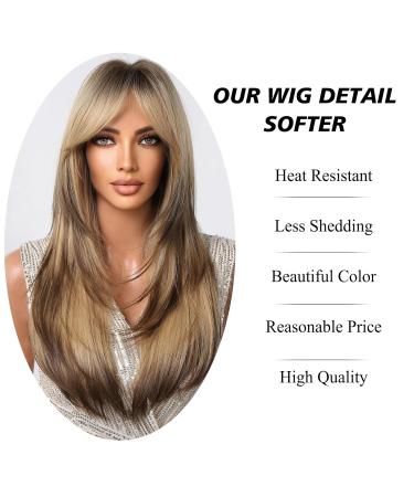 Shop Testar Blonde Brown Ombre Wigs for Black Women | Long Layered Heat-Resistant Synthetic Wig for Daily & Party Use - Buy Online on GoSupps.com