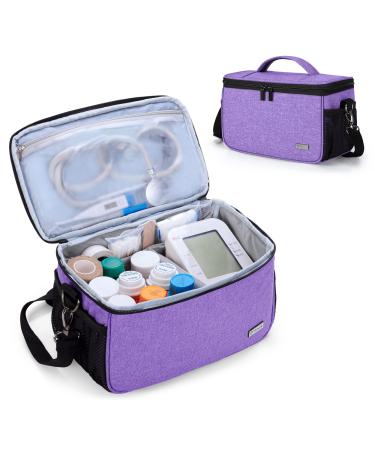 YARWO Medicine Organizer for Pill Bottle and First Aid Kits  Small Medicine Storage Bag Empty for Emergency Medical Supplies  Ideal for Family  Office  Car  Travel  Outdoor  Camping  Hiking  Purple