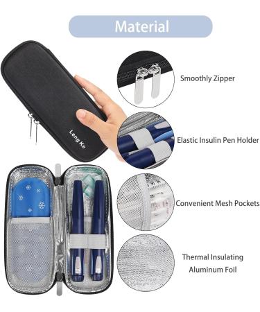 Bomkee Insulin Pen Bag | Insulin Cooling Bag for Diabetes | Travel Medication Case with 2 Fridge Packs - Black - Buy Online on GoSupps.com