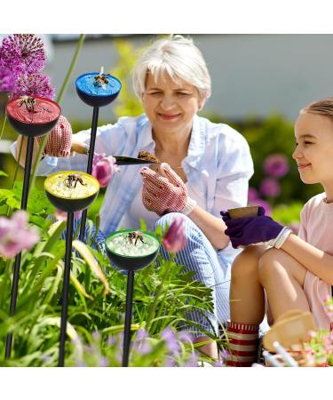 Lineshading 4 Pcs Bee Watering Station Butterfly Bee Water Catcher Cups Small Insects Bee Feeders for Outside Feeding and Watering Bees Colorful Metal Garden Stakes Garden Sculpture Decor 4 Colors - Buy Online on GoSupps.com