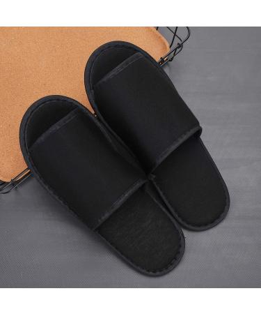 Portable Travel Foldable Slippers Open Toe Hotel Spa Slippers Cotton Non-Disposable Guests Slippers Business Trip Flight Slippers with Pouch Indoor House Shoes Anti-Skid Footwear Fit Men and Women 6.5 UK Black - Buy Online on GoSupps.com