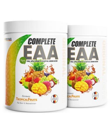 EAA powder 2x500g Tropical Fruits - 12 500mg of essential amino acids incredibly delicious & refreshing complete EAA with all 9 EAAS incl. Histidin.EAA vegan amino acids powder - Amino workout drink tropical fruits 500 g (2 Pack)