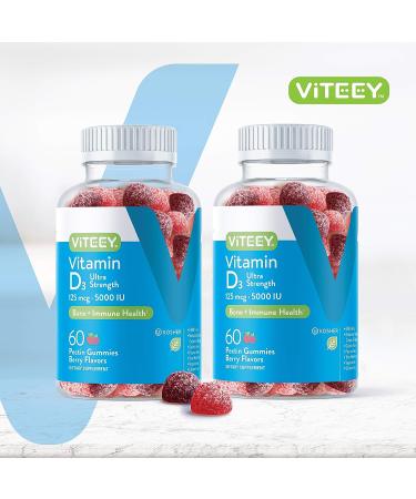 Ultra Strength Vitamin D3 Gummies 5000 IU for Bone Health & Immune Support - Berry Flavor Chewables for Adults, Teens & Kids - Buy Online on GoSupps.com