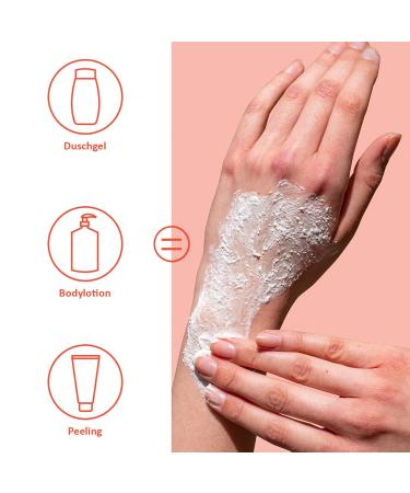 Puremetics 3-in-1 Shower Fluff Almond Milk Vegan Sugar Peeling Gel & Lotion | 250g Plastic-Free - Buy Online on GoSupps.com