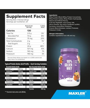 Maxler 100% Golden Whey Protein - 24g of Protein per Serving - Whey Protein Powder for Pre Post Workout - Fast-Absorbing Whey Concentrate Isolate & Hydrolysate Blend - Blueberry Muffin 2 lb Blueberry Muffin 2 Pound (Pack o  - Buy Online on GoSupps.com