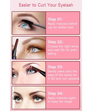 Heated Eyelash Curler - Electric Heated Lash Curler with 4 Temps & LED Display for 24h Long-Lasting Natural Curls - Quick 10s Heat Up - Buy Online on GoSupps.com