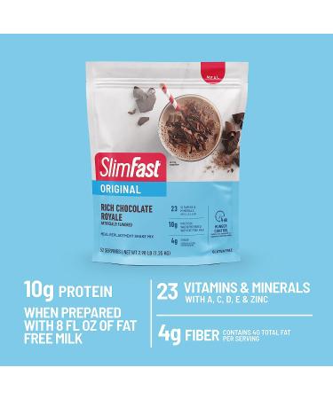 SlimFast Original Rich Chocolate Royale Meal Replacement Powder - 52 Servings, 10g Protein - Weight Loss Shake Mix - Buy Online on GoSupps.com