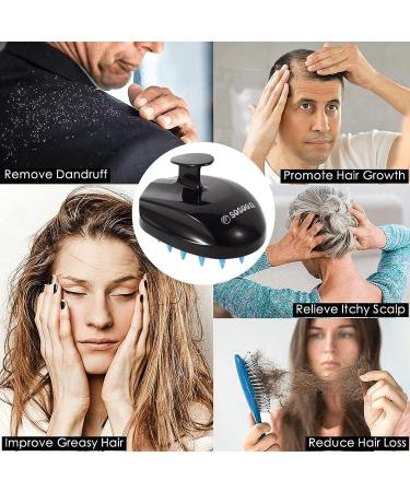 Sosoon Scalp Massager Shampoo Brush | Soft Silicone Exfoliating Scrubber for Hair Growth and Stress Relief | Includes 50pcs Balloons | Black & Blue - Buy Online on GoSupps.com