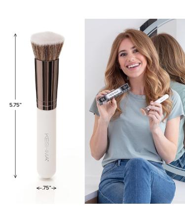 Keshima Flat Top Kabuki Foundation Brush - Premium Brush for Liquid, Cream & Powder Makeup - Buffing, Blending, Face Brush (Regular Size, White) - Buy Online on GoSupps.com