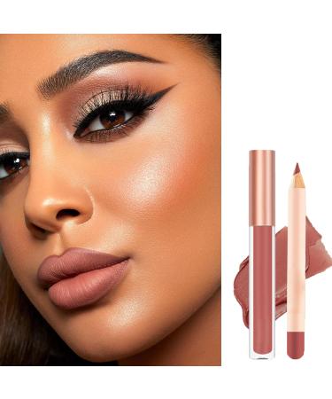 2PCS Lip Liner and Lipstick Set - Long Lasting Waterproof Lip Stain - Highly Pigmented Makeup Kit for Daily & Holiday Gifts - Buy Online on GoSupps.com