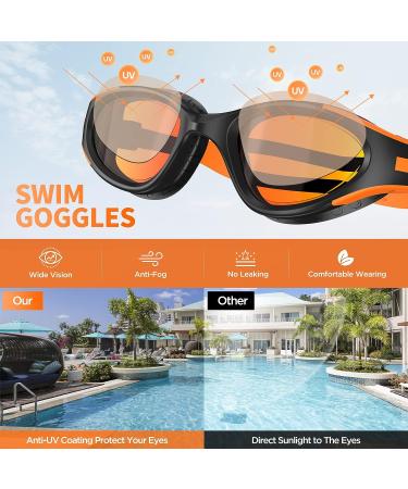 SwimStars Adult Swim Goggles - Anti-Fog UV Protection, No Leaking, Orange/Black Mirrored Lens for Pool & Open Water Swimming - Buy Online on GoSupps.com