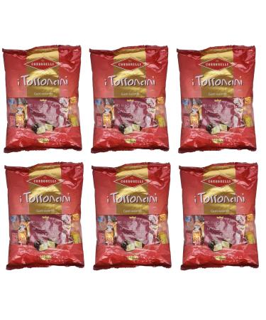 Italian Gourmet E.R. Set of 6 Condorelli I Torroncini Assorted Flavors Soft Covered Torroncini Chocolate Flavor Melting Nougat Soft Dark Chocolate Flavour 1 kg