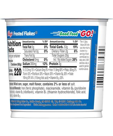 Kellogg's Frosted Flakes Cereal Cup - 2.1oz | Kids Snacks with 8 Vitamins and Minerals - Buy Online on GoSupps.com