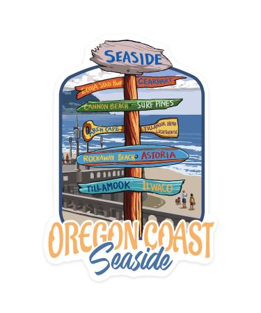 Die Cut Sticker Seaside, Oregon, Destination Signpost, Contour Vinyl Sticker 1 to 3 inches (Waterproof Decal for Cars, Water Bottles, Laptops, Coolers), Small Small Sticker