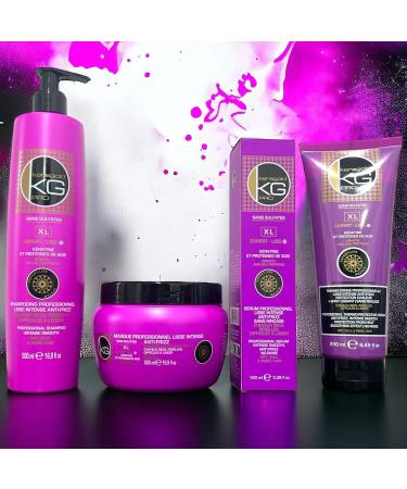 KERAGOLD PRO - Ultimate Pack Expert Liss XL - Sulfate-Free with Keratin & Silk Protein - Shampoo 500 ml + Mask 500 ml + Serum 100 ml + Random Leave-In Treatment - Buy Online on GoSupps.com