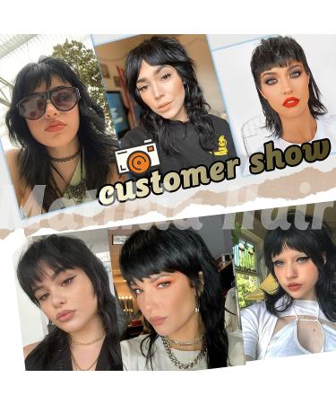 Matthia 80s 90s Mullet Wig Pixie Cut with Bangs for Black Women - Glueless Synthetic Black Wolf Cut Wig - Buy Online on GoSupps.com