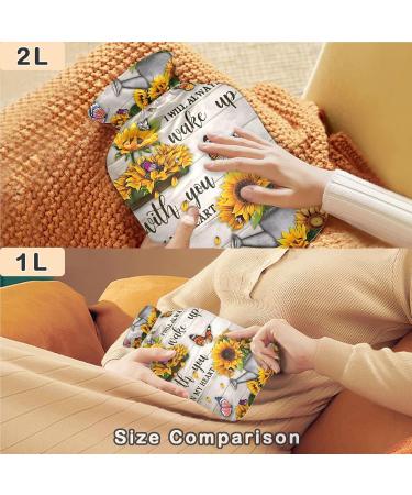 Shop Naanle Wood Butterfly Sunflower Hot Water Bottle - 1L Hand & Foot Warmer for Pain Relief | Transparent Cover & Heat Therapy - Buy Online on GoSupps.com
