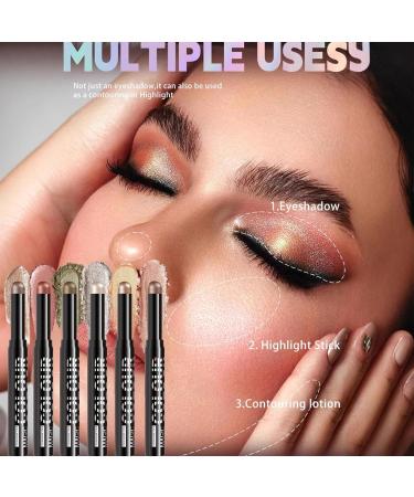 Lot de 6 fards paupi res - B tons claircissants pour les yeux - Ensemble de stylos de maquillage chatoyants - Fard paupi res cr meux et longue dur e - Pour les voyages quotidiens les f tes les - Buy Online on GoSupps.com
