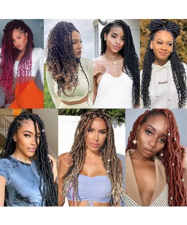 Goddess Locs Crochet Hair - 20 Inch Wavy Faux Locs for Black Women - Ombre Synthetic Braids Hair Extensions - Pack of 6 (T1B-27) - Buy Online on GoSupps.com