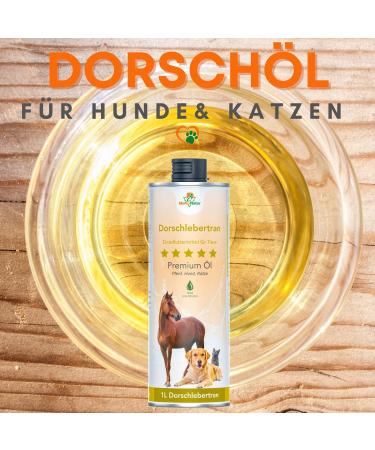 Mahu Nature Dorschlebertran for Dogs & Cats 1L | Natural BARF Oil with Omega 3 (EPA + DHA) & Vitamins | Eco-Friendly Packaging - Buy Online on GoSupps.com