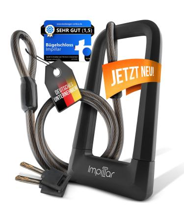 Impillar bike lock for e-scooter |E-bike |Roller & motorcycle high security Light bracket lock including bracket + 1.2m cable - also suitable for children