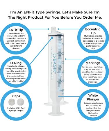 BASIK 60cc ENFit Feeding Syringe 5-Pack - Compatible only with ENFit Connection - Buy Online on GoSupps.com