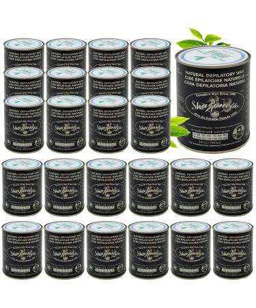 Sharonelle Soft Wax All Purpose Hair Removal Natural Depilatory Canned Wax for Sensitive Skin Canada-Made Melting Wax in Black color Canned Package (24PC Tea Tree) 500 ml (Pack of 24) Tea Tree