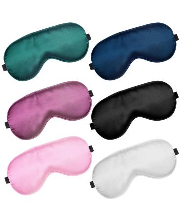 ELANE 6 Pcs Silk Sleep Mask Light Blocking Elastic Strap Eye Mask for Sleeping Women Girl Travel Nap Relaxation