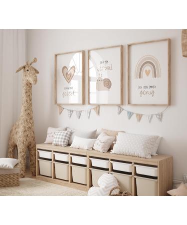 Mutzauber 3 Set A4 Kinderzimmer Poster | Bilder f r Babyzimmer | Tierbilder f r Jungen & M dchen | Dekoration ohne Rahmen - Buy Online on GoSupps.com