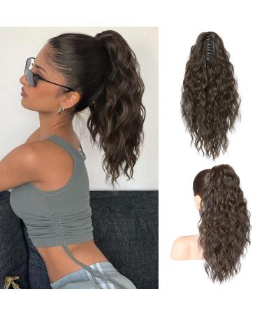 Brikabia blonde ponytail extension ponytail extension hair part with bracket long wavy curly ponytail hair part clip in hair extension for women 40cm chocolate brown - Buy Online on GoSupps.com