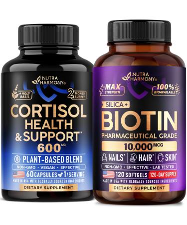 NUTRAHARMONY Cortisol Support Capsules & Biotin with Silicon Softgels