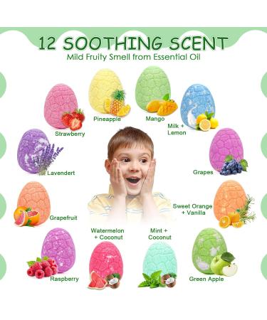 Canvalite Dinosaur Bath Bombs for Kids | 12 Colorful Organic Dino Eggs with Surprise & Water Pistol | Perfect Birthday & Christmas Gift - Buy Online on GoSupps.com
