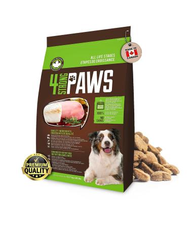4 STRONG PAWS Chicken and Salmon Dry Dog Food - 28 Pound High Protein Dog Treats - Grain Inclusive Dog Food for Healthy Dog Bones Chicken and Salmon Grain Inclusive(Dog) 12.7 kg (Pack of 1)