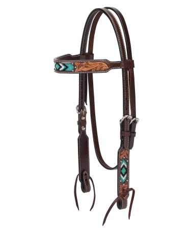 Turquoise Cross Turqoise Beaded Collection Browband Headstall