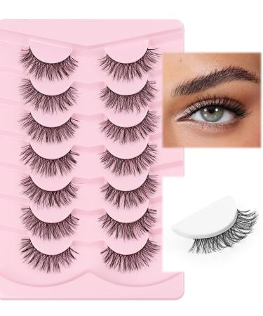 Lashes False Eyelashes Natural Lashes Wispy Eyelashes 13mm Lashes Pack Thin Memory Band Volume Wispy Lashes Soft Strip Lashes C Curl Natural Eyelashes Fake Lashes 7 Pair EVENTILL Iridescent 13MM N-33