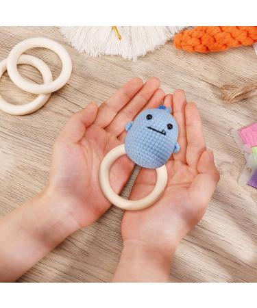 Rosewinec 10-Piece Baby Wooden Teething Rings | 70mm Wood Rings for Infants | Eco-Friendly DIY Craft Bracelets - Buy Online on GoSupps.com