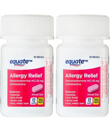 Equate Allergy Relief 25 mg 100ct Tablets (Pack of 2) | Fast International Shipping & Createandbundle Sticker - Buy Online on GoSupps.com