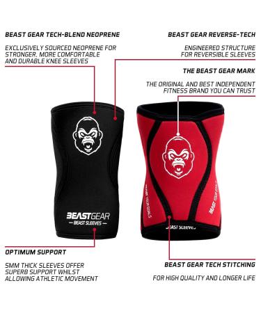 Beast Gear Sleeves - Premium 5mm Neoprene Compression Knee Bandages for Weightlifting CrossFit & Run - XL Support & Protection - Buy Online on GoSupps.com