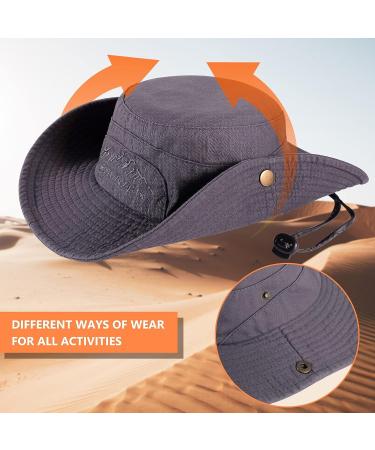 Obling Sun Hat UPF 50 Wide Brim Bucket Hat Safari Boonie Hat - B-grey - Buy Online on GoSupps.com