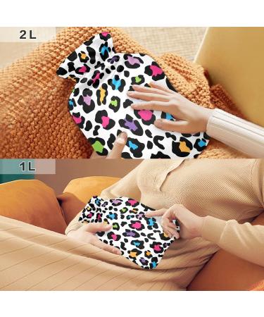 Colorful Leopard Print Hot Water Bottle - BPA Free 2L for Pain Relief | Large Durable & Stylish Cover - Buy Online on GoSupps.com