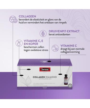 SWISSE Collagen Diamond Liquid Collagen and Hyaluronic Acid Supplement Drinkable Hydrolyzed Collagen with Vitamin C and E 10x30ml Made in Italy Old Edition - Buy Online on GoSupps.com