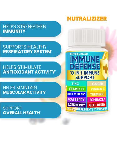 10-in-1 Immune Defense Vitamins with D3, Vitamin C, Zinc - 120 Capsules - Immune Support Supplement for Overall Health - with Echinacea and Elderberry - Buy Online on GoSupps.com